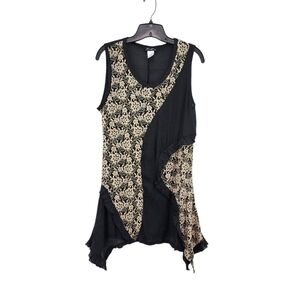 Firmianality Women's Floral Lace Patchwork Sleeveless Tunic Top - L